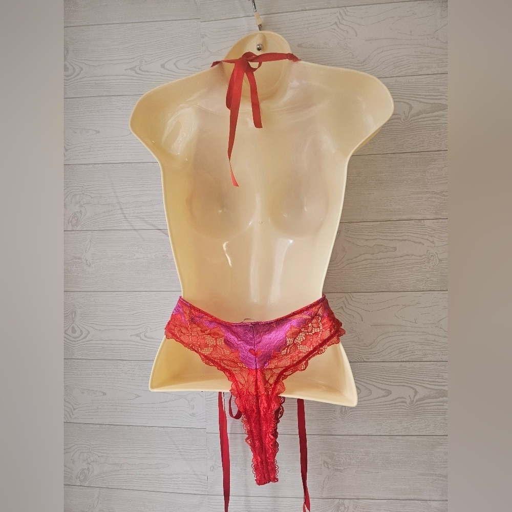 Savage X Fenty Women's Vibrant Red Lace Bodysuit Size Large Valentines ,Sexy - Picture 5 of 13